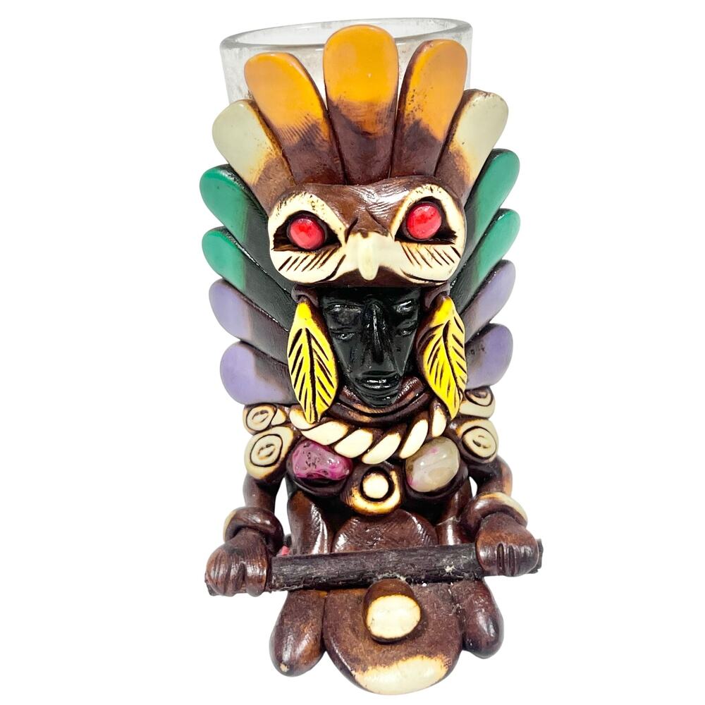 Mexican Aztec Eagle Warrior Mayan Tequila Shot Glass Artisan Tequilero Azteca